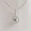 Moissanite Halo Pendant with Shared Prongs
