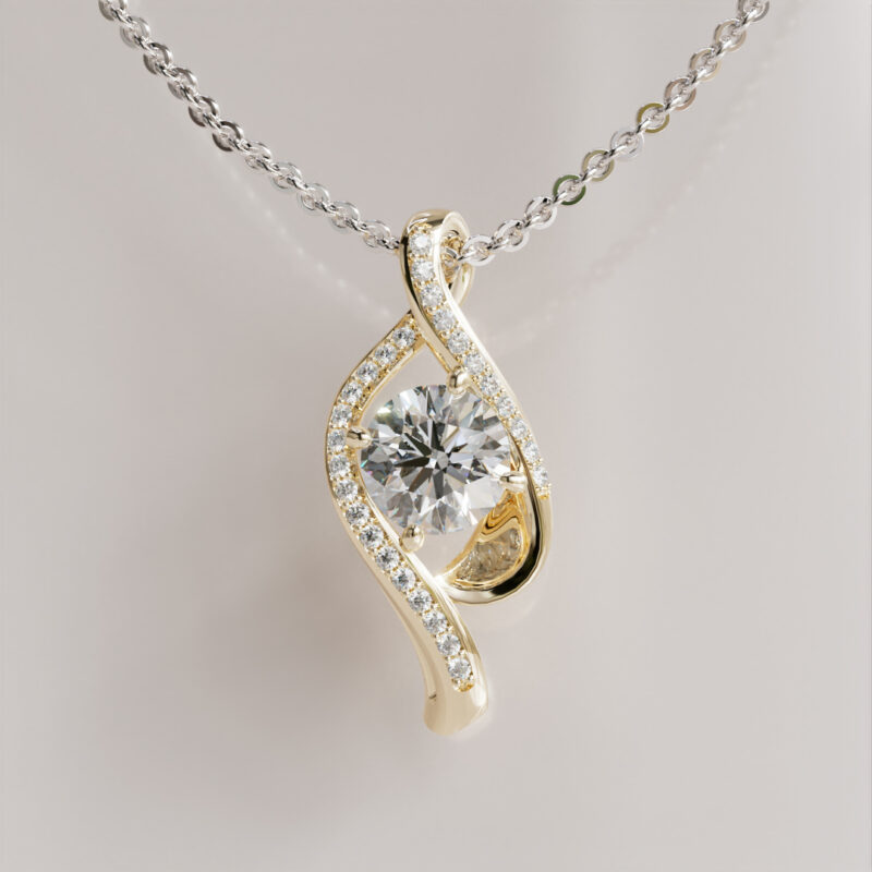 Twist Moissanite Pendant with Shared Prongs