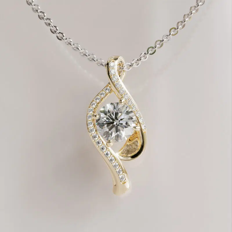 Twist Moissanite Pendant with Shared Prongs