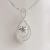 Teardrop Double Halo Moissanite Pendant