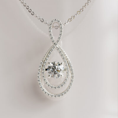 Teardrop Double Halo Moissanite Pendant