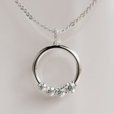 Moissanite-Accented Circle Pendant Necklace