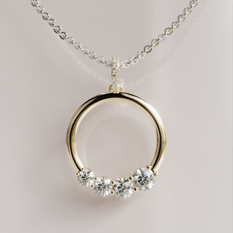 Moissanite-Accented Circle Pendant Necklace