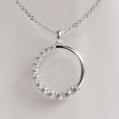 Half-Moon Moissanite Circle Pendant Necklace