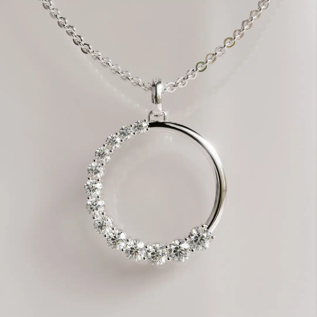 Half-Moon Moissanite Circle Pendant Necklace