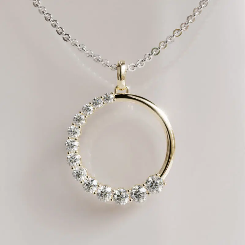 Half-Moon Moissanite Circle Pendant Necklace