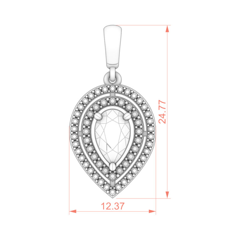 Double Halo Pear-Cut Moissanite Pendant