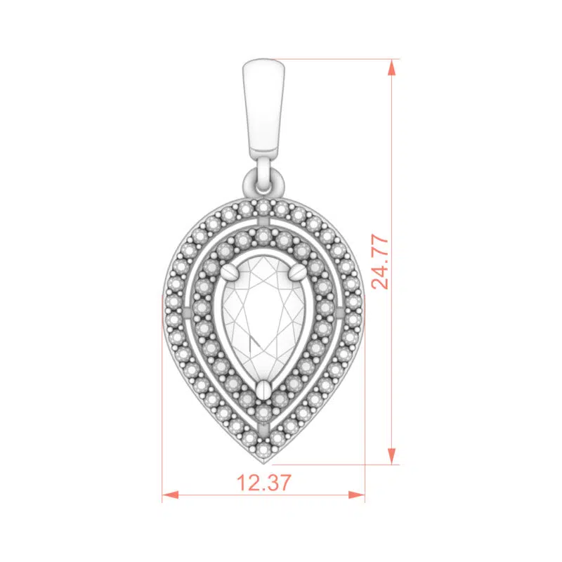 Double Halo Pear-Cut Moissanite Pendant