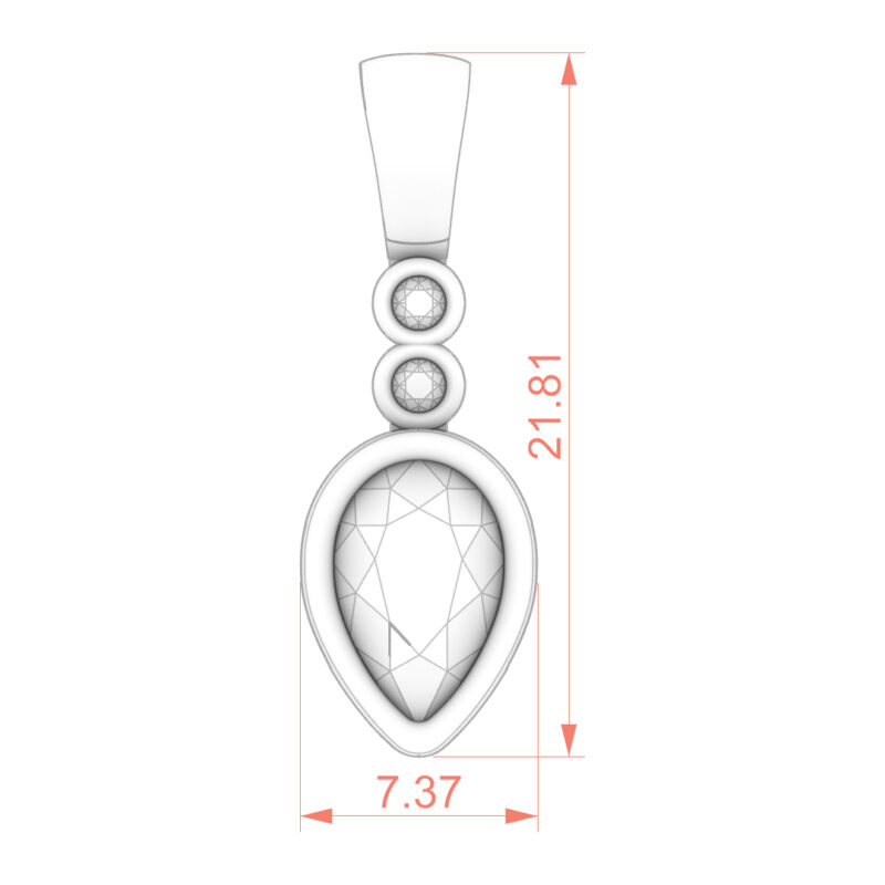 Trio Bezel Set Pear Moissanite Pendant