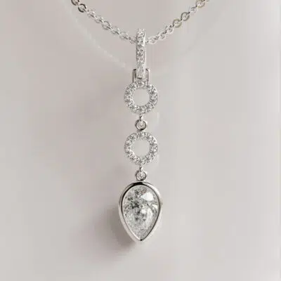 Double Circle Bezel Pear-Cut Moissanite Pendant