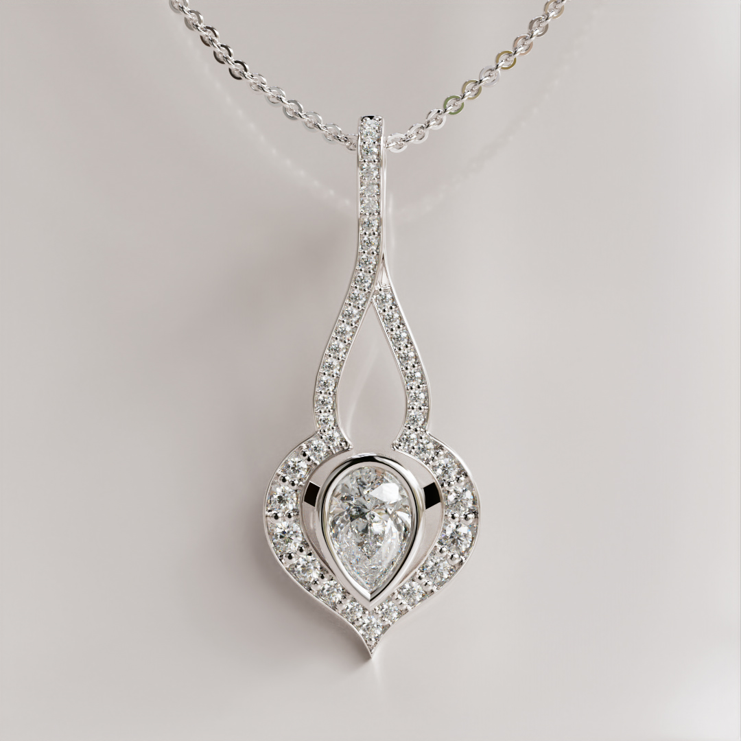 Heart-Inspired Pear-Cut Moissanite Pendant