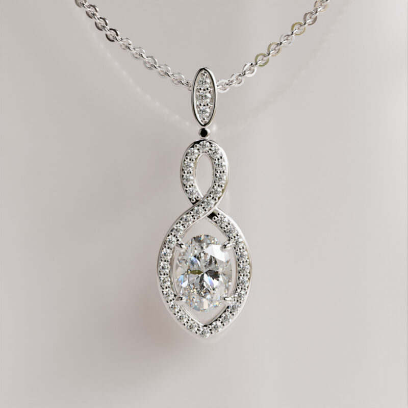 Infinity Loop Moissanite Pendant with Oval Center Stone