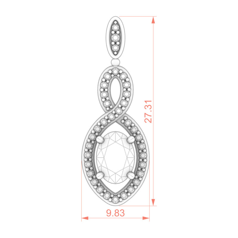 Infinity Loop Moissanite Pendant with Oval Center Stone