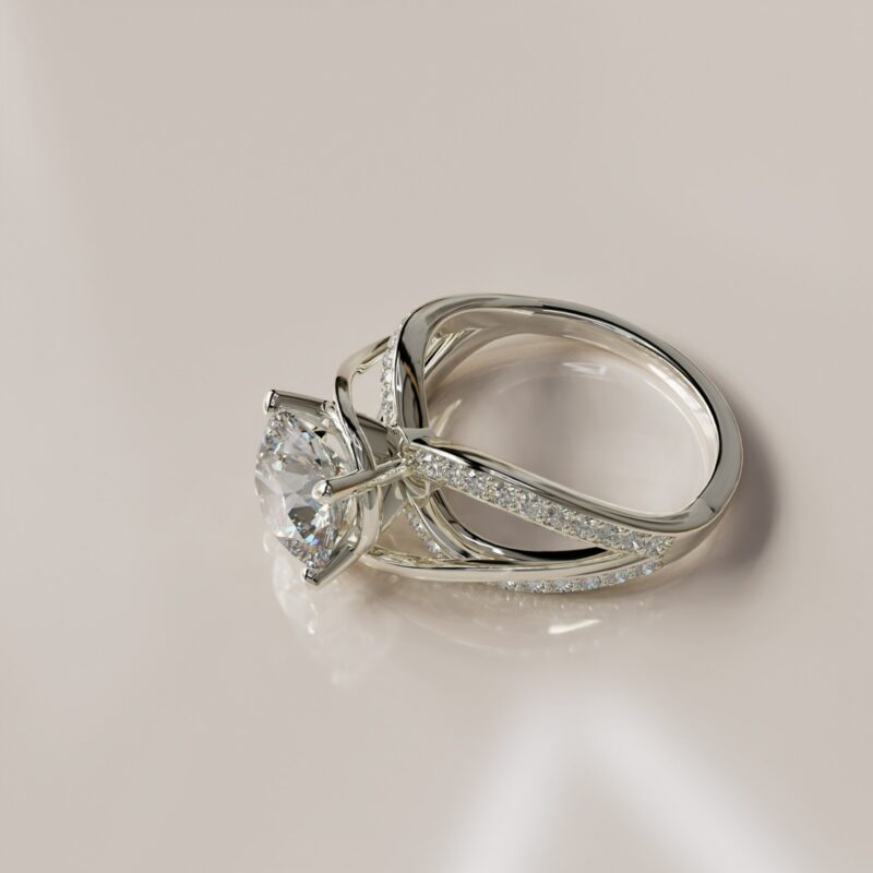 Custom Design Twisted Band Moissanite Engagement Ring