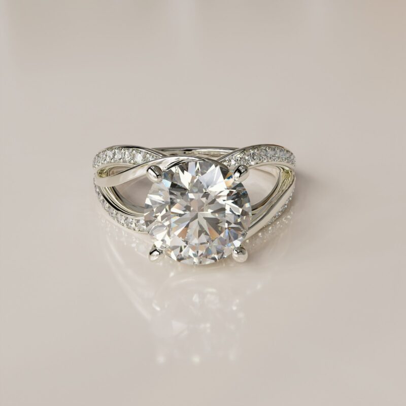 Custom Design Twisted Band Moissanite Engagement Ring