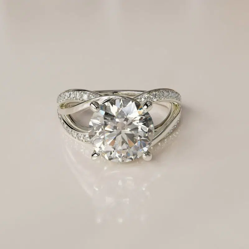 Custom Design Twisted Band Moissanite Engagement Ring
