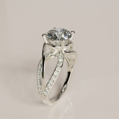 Custom Design Twisted Band Moissanite Engagement Ring