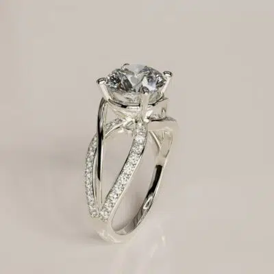 Custom Design Twisted Band Moissanite Engagement Ring