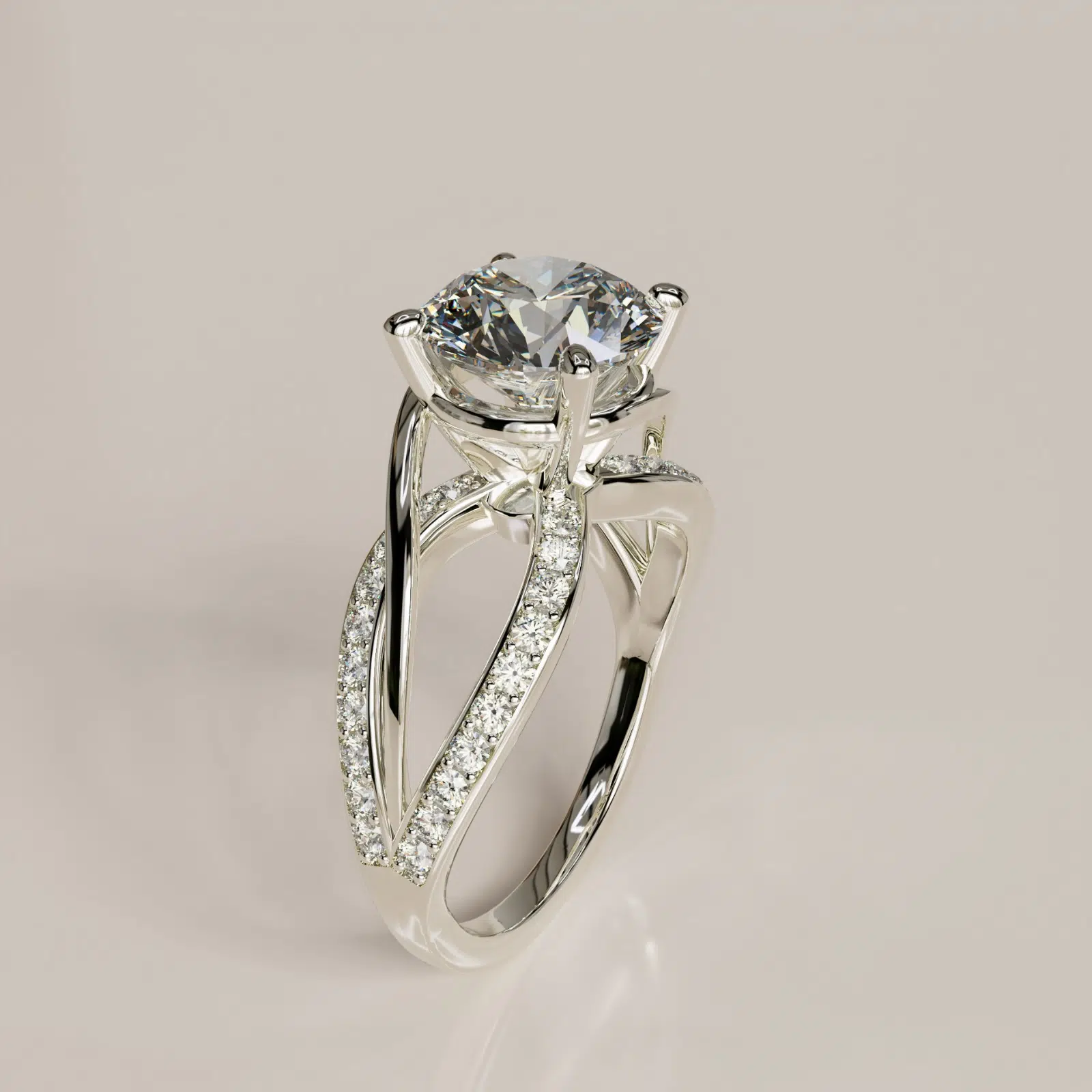 Custom Design Twisted Band Moissanite Engagement Ring