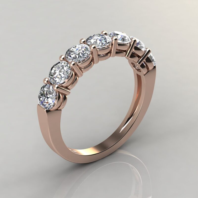 7 Stone Round Cut Wedding Band Ring