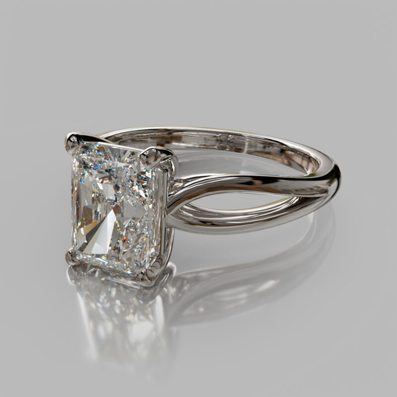 Solitaire Split Shank Radiant Moissanite Engagement Ring