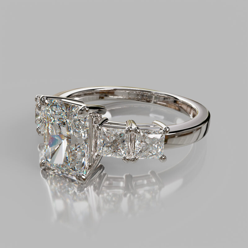 5 Stone Radiant Cut Moissanite Engagement Ring