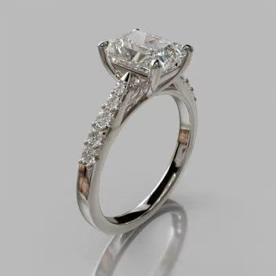 Petite Cathedral Radiant Cut Moissanite Engagement Ring
