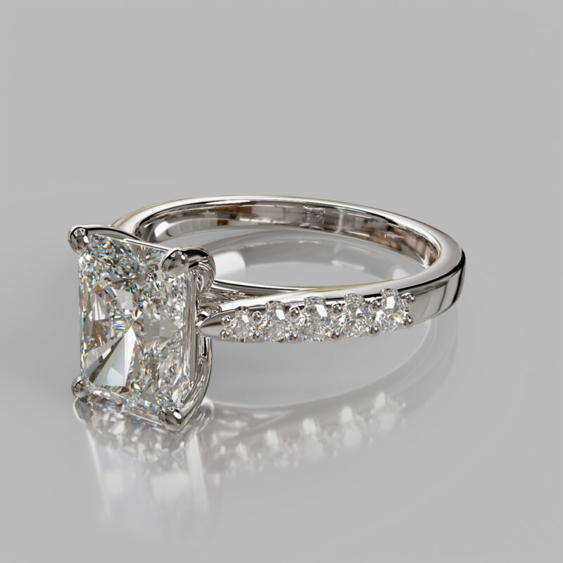 Petite Cathedral Radiant Cut Moissanite Engagement Ring