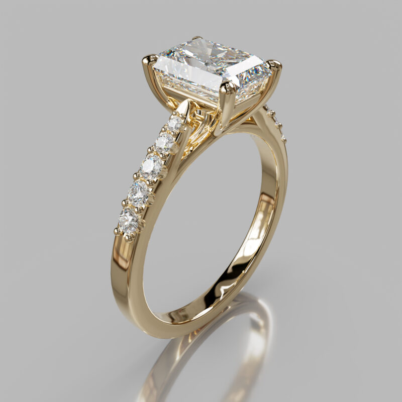 Petite Cathedral Radiant Cut Moissanite Engagement Ring