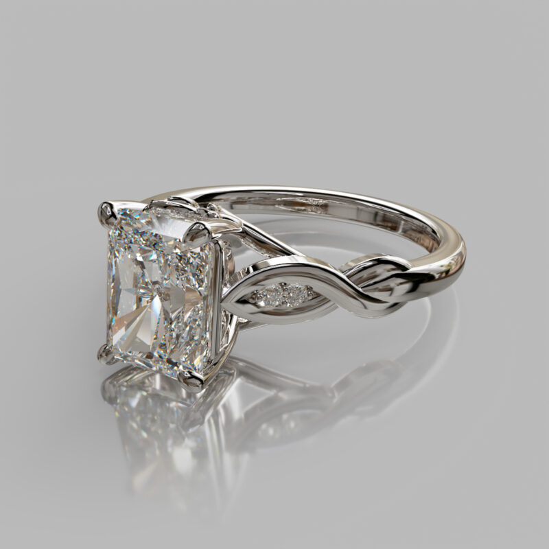 Nature Inspired Radiant Cut Moissanite Engagement Ring