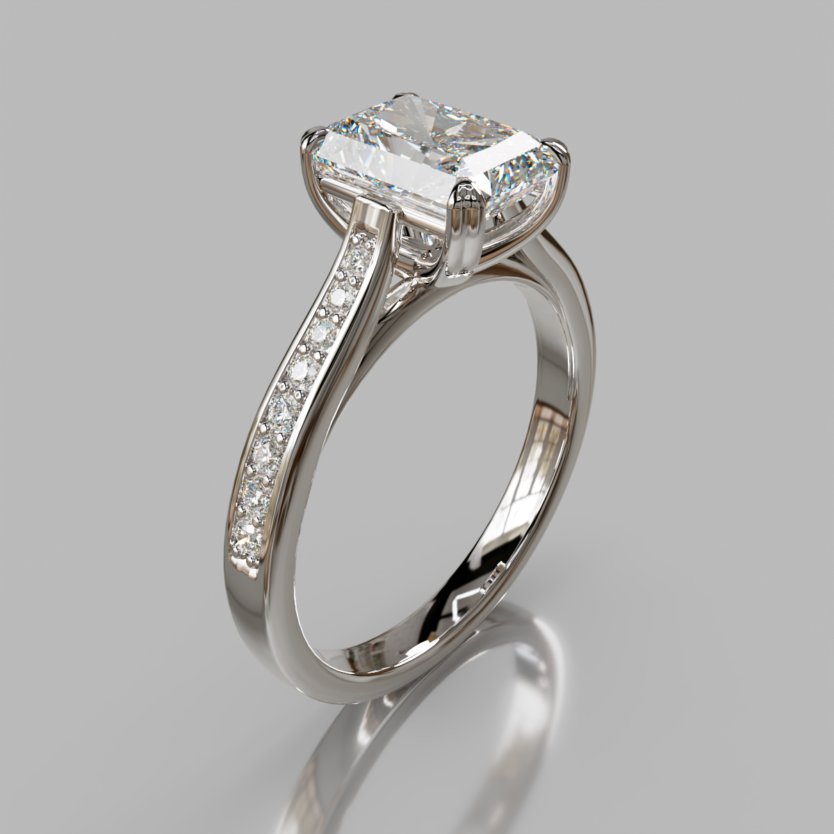 Tall Cathedral Radiant Cut Moissanite Engagement Ring