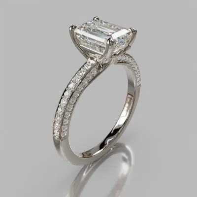 Three Sided Radiant Cut Moissanite Engagement Ring