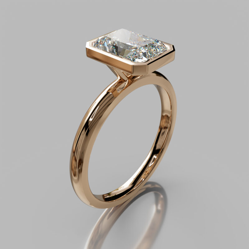 Elegant Solitaire Radiant Cut Bezel Moissanite Engagement Ring