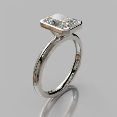 Elegant Solitaire Radiant Cut Bezel Moissanite Engagement Ring