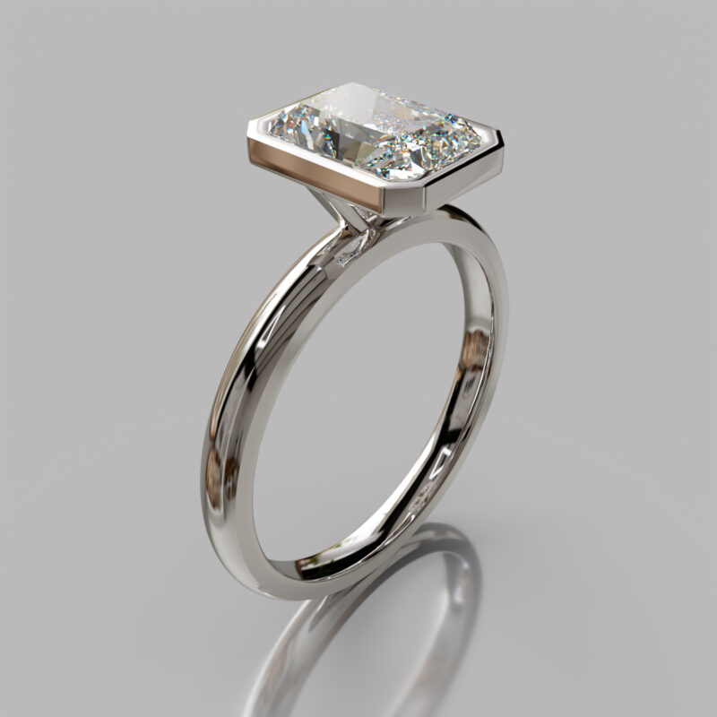 Elegant Solitaire Radiant Cut Bezel Moissanite Engagement Ring