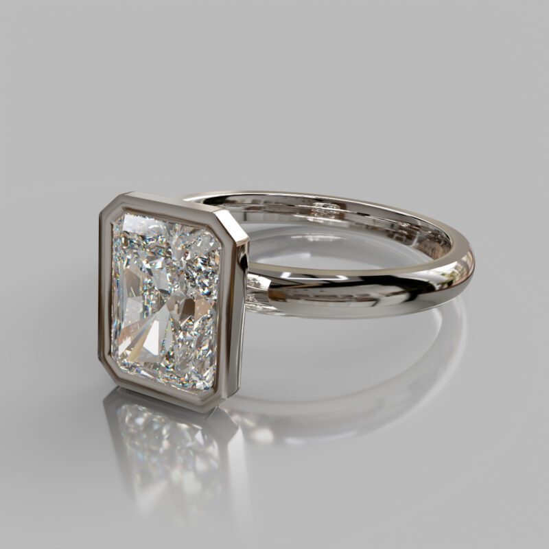Elegant Solitaire Radiant Cut Bezel Moissanite Engagement Ring