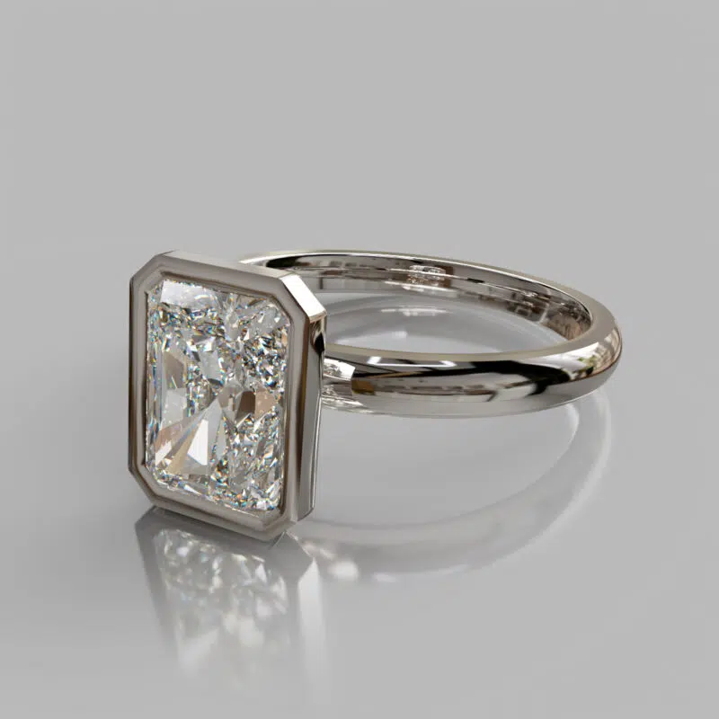 Elegant Solitaire Radiant Cut Bezel Moissanite Engagement Ring
