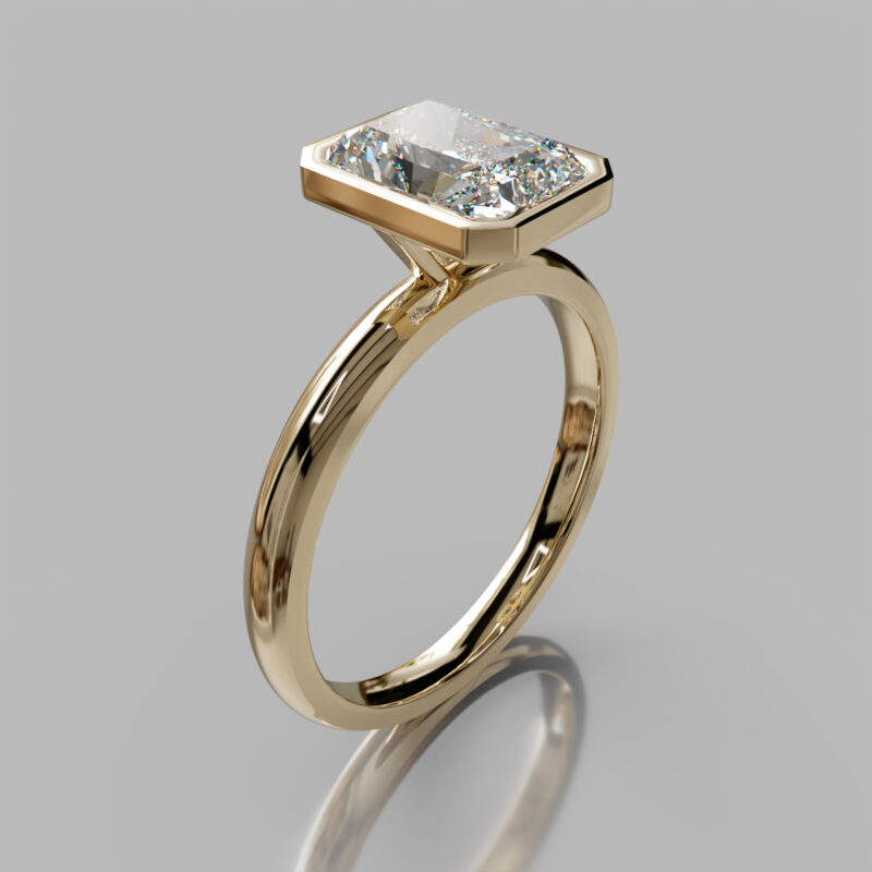 Elegant Solitaire Radiant Cut Bezel Moissanite Engagement Ring