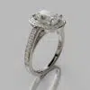 Floating Halo Radiant Cut Moissanite Engagement Ring