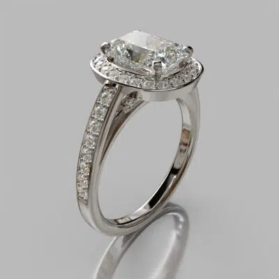 Floating Halo Radiant Cut Moissanite Engagement Ring