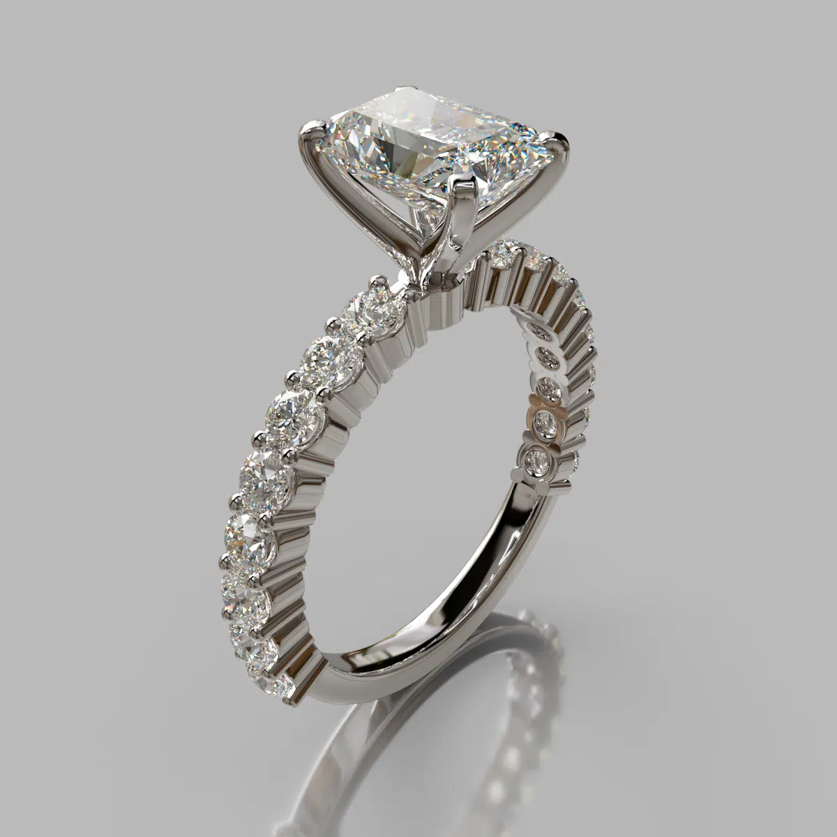 Common Prong Radiant Cut Moissanite Engagement Ring