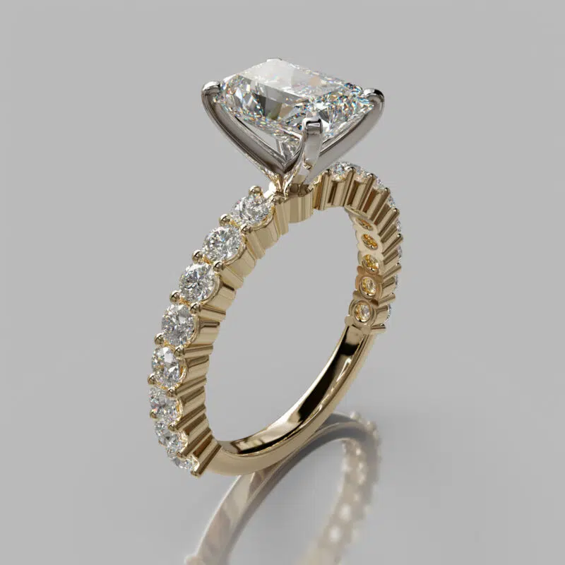Common Prong Radiant Cut Moissanite Engagement Ring