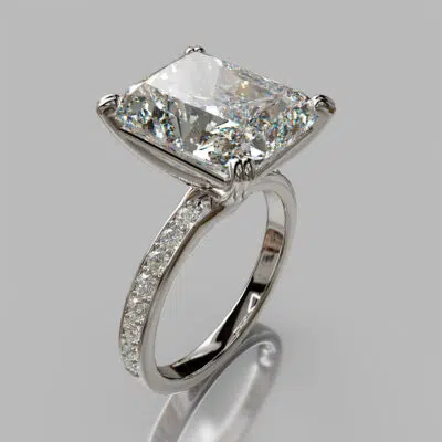 Radiant Cut Shared Prong Engagement Ring