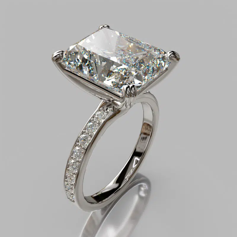 Radiant Cut Shared Prong Engagement Ring