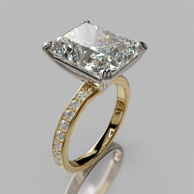 Radiant Cut Shared Prong Engagement Ring