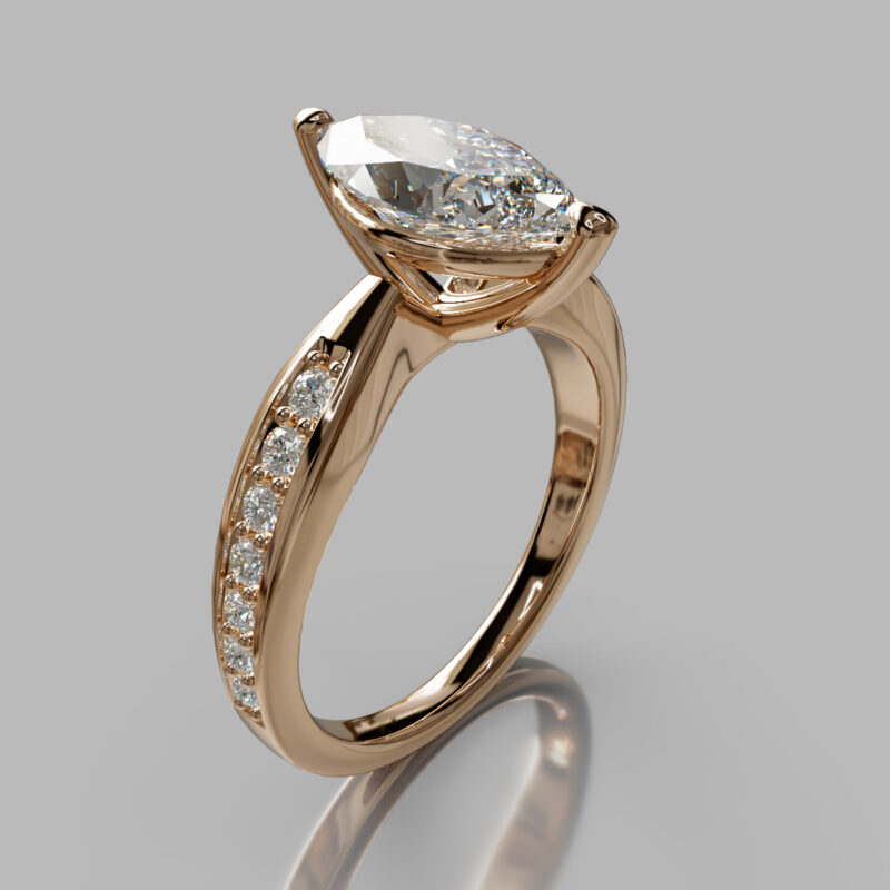 Marquise Cut White Gold Moissanite Engagement Ring