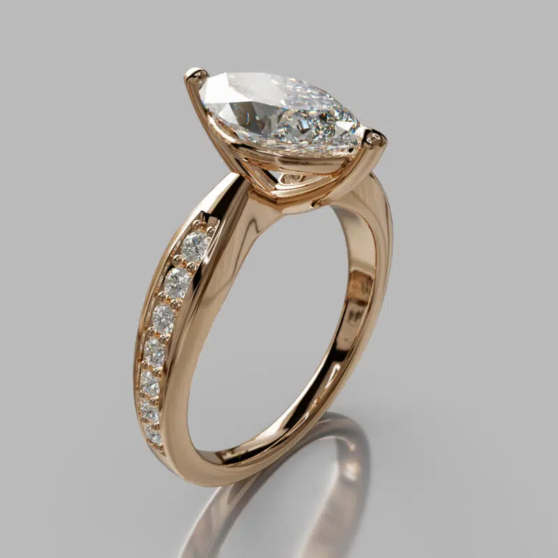 Marquise Cut White Gold Moissanite Engagement Ring