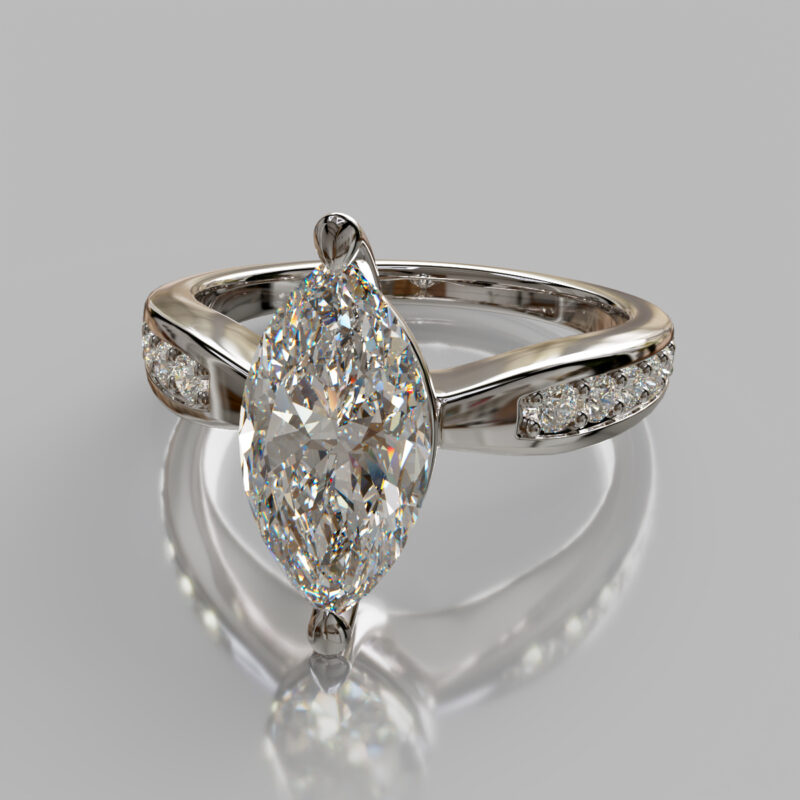 Marquise Cut White Gold Moissanite Engagement Ring