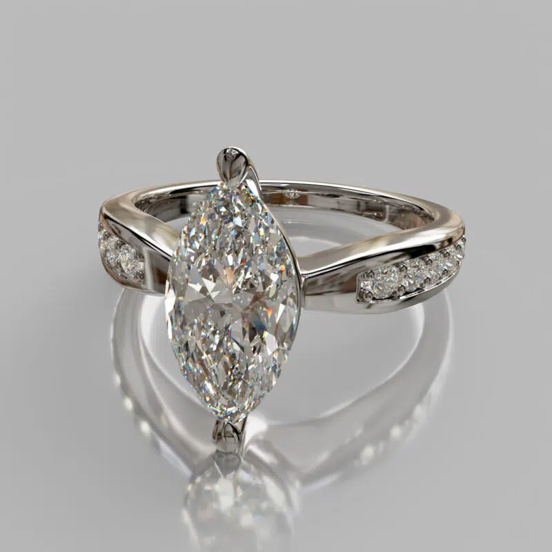 Marquise Cut White Gold Moissanite Engagement Ring