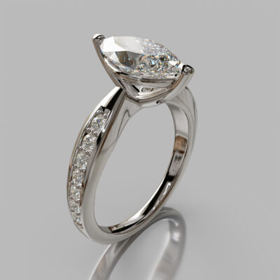 Marquise Cut White Gold Moissanite Engagement Ring